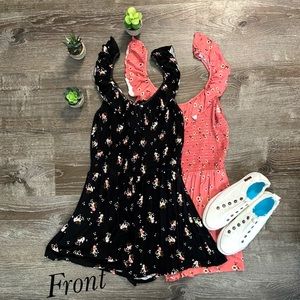 Black Flower Print Romper